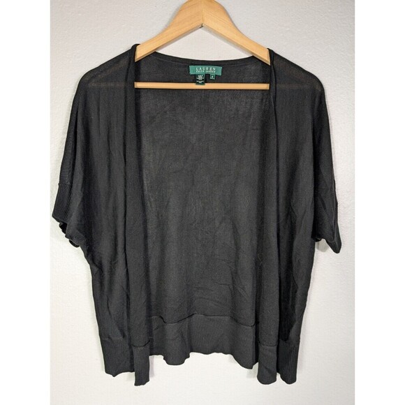 Ralph Lauren Black Silk Open Front Cardigan Top Size M - Picture 1 of 7